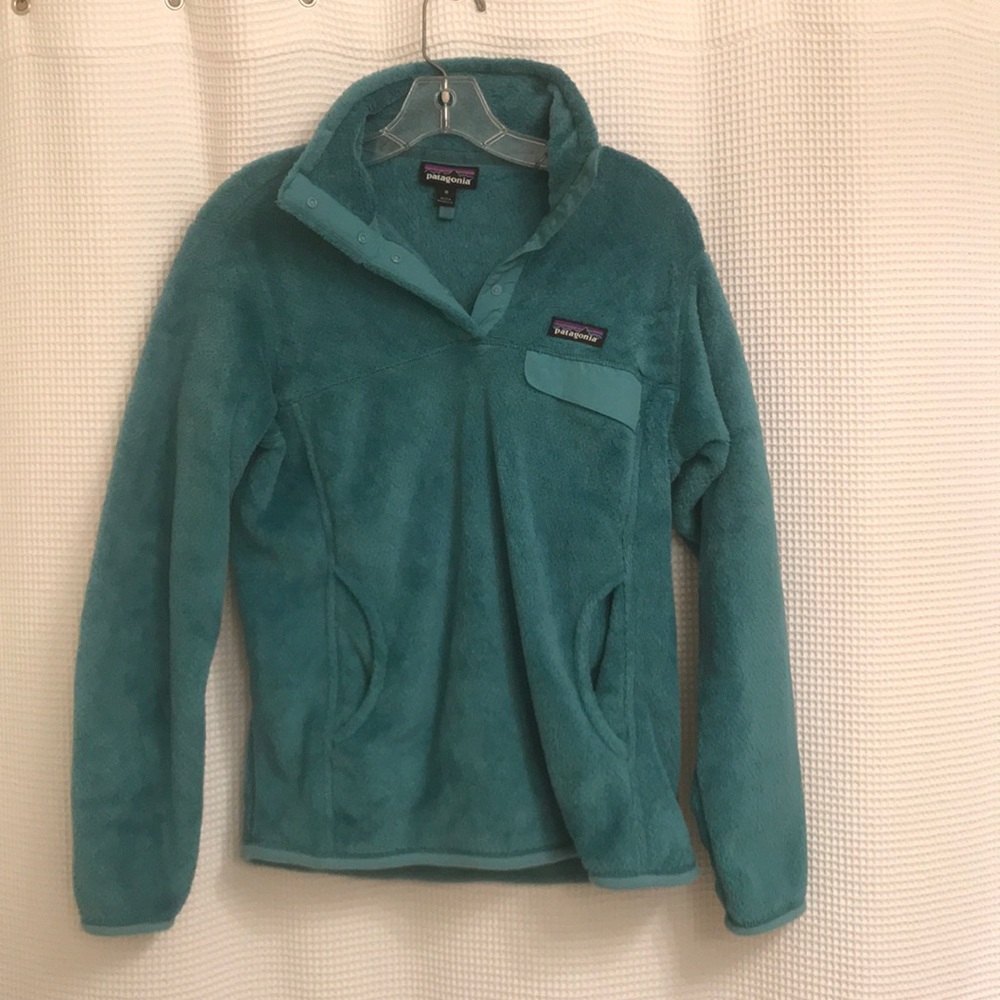Patagonia fleece snap pullover teal